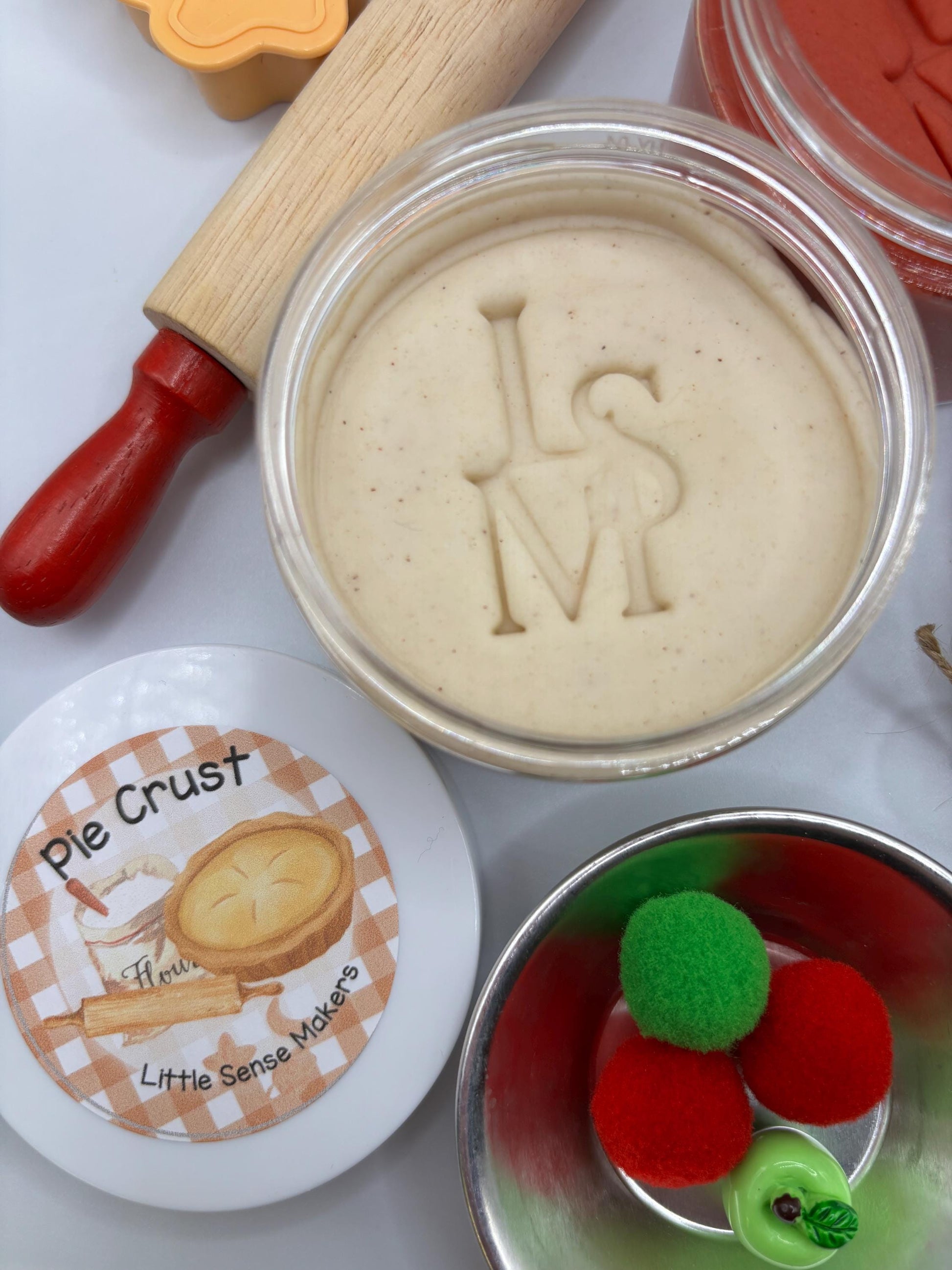 Apple Pie Sensory Kit for Kids – Cinnamon Play Dough Fall Activity with Rolling Pin & Cutters