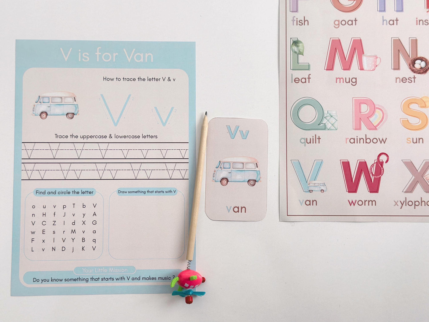 Printable Montessori Alphabet Learning Bundle PDF – Watercolor ABC Flashcards, Tracing Worksheets & Preschool Activities