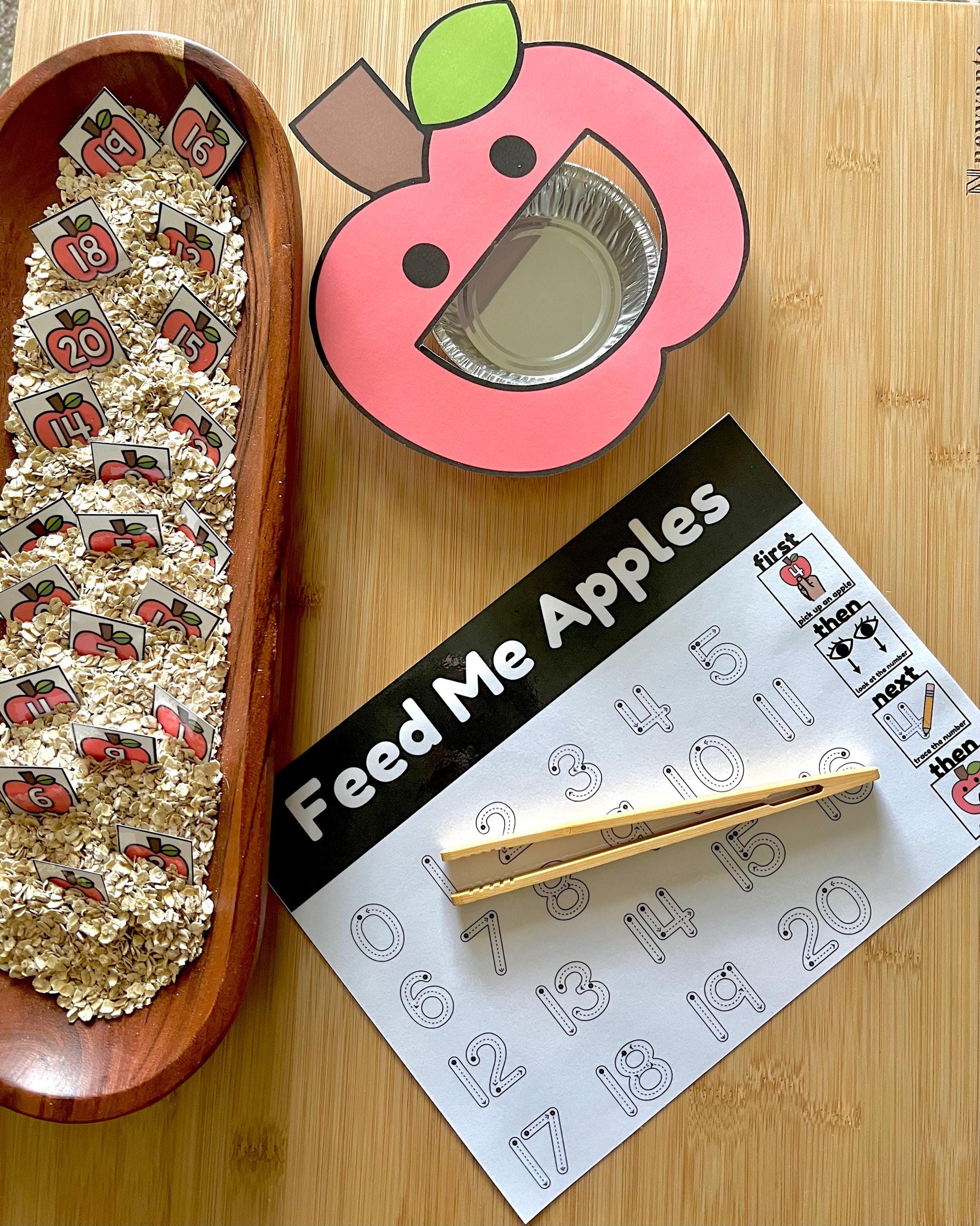 Apple Pie Sensory Kit for Kids – Fall Dramatic Play, Preschool Toddler Learning Toys, Montessori Activities, Recipe Cards & Alphabet Play