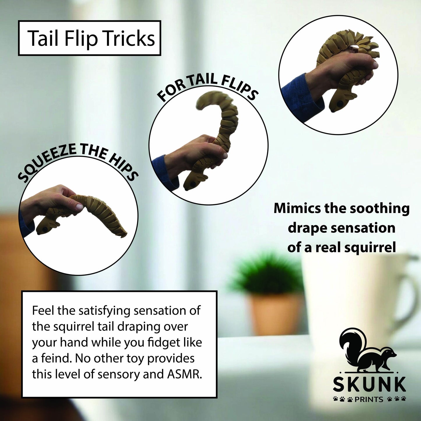 Life-Size Sensory Squirrel Fidget Toy — HyperFlexi™ Realistic Desk Toy, Quiet Stress Relief Gift (Brown)