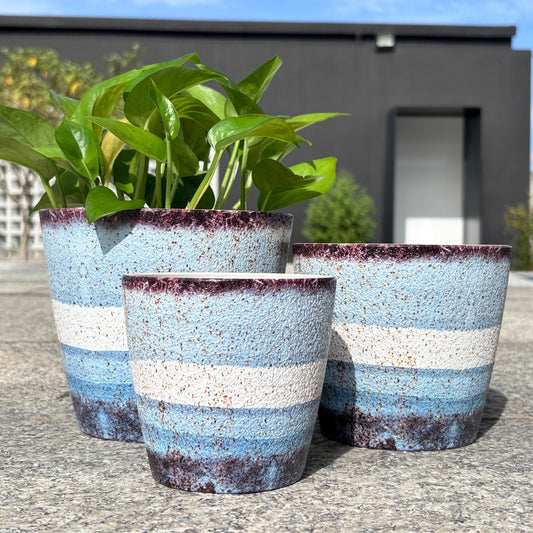 Stone-like Texture Flower Pot Set (3-Piece) - Modern Home & Garden Decor
