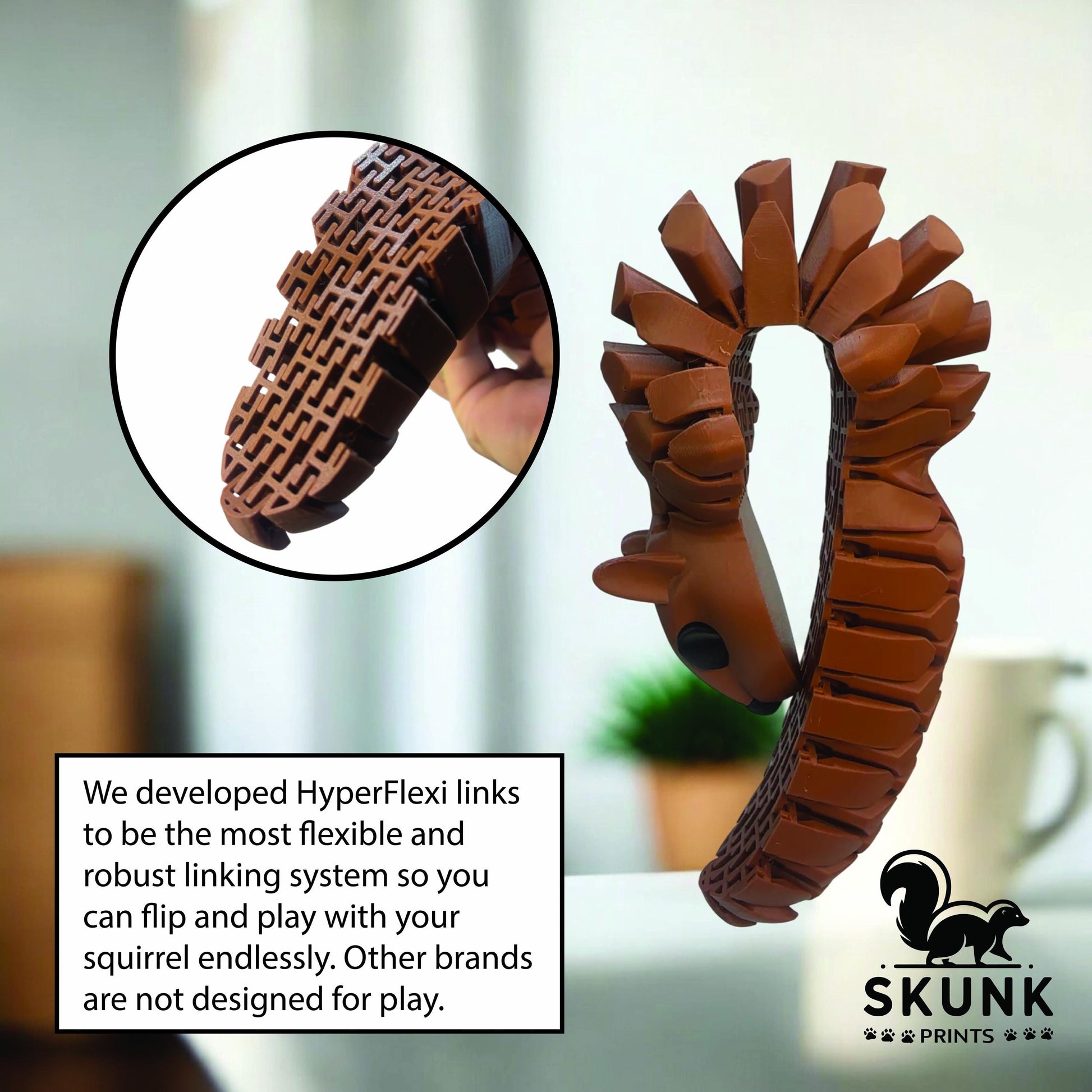 Life-Size Sensory Squirrel Fidget Toy — HyperFlexi™ Realistic Desk Toy, Quiet Stress Relief Gift (Brown)