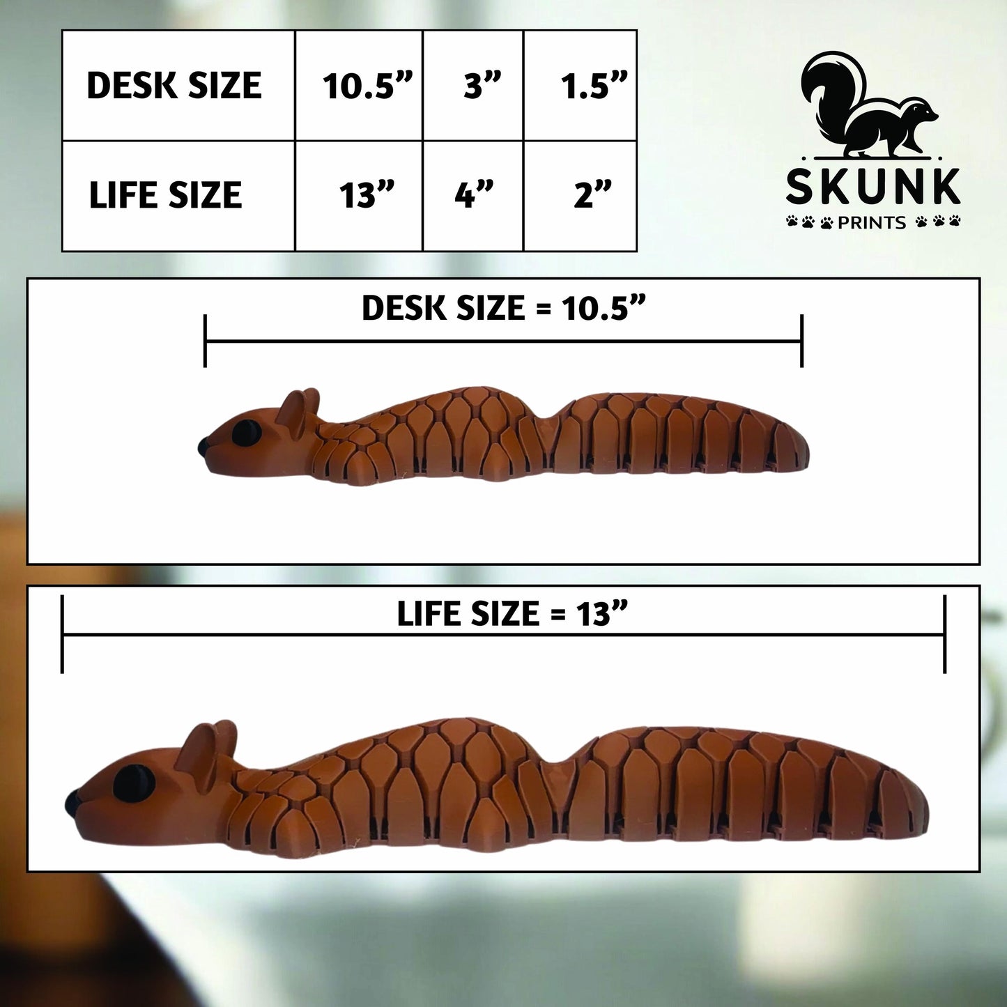 Life-Size Sensory Squirrel Fidget Toy — HyperFlexi™ Realistic Desk Toy, Quiet Stress Relief Gift (Brown)