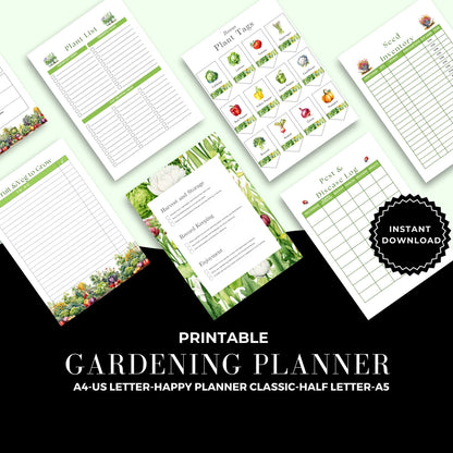 Printable Garden Planner |Garden Organizer | Square Foot Garden Planner | Plants Records | Gardening Checklist | Inventory | Plant Planner