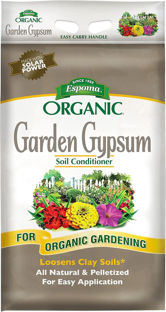 Organic Garden Gypsum Soil Conditioner; All-Natural & pelletized mined Gypsum with no fillers or additives. Helps Loosen Clay Soil; 36 lb. Bag Pack of one