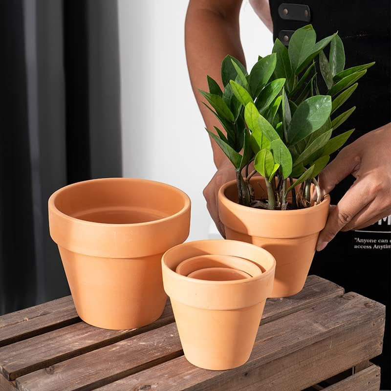 Clay Pot - 10 Pack Large Terra Cotta Plant Pot with Drainage Hole, Clay Planters Pot, Terracotta Pot for Indoor Outdoor Plant (5.5 inch)