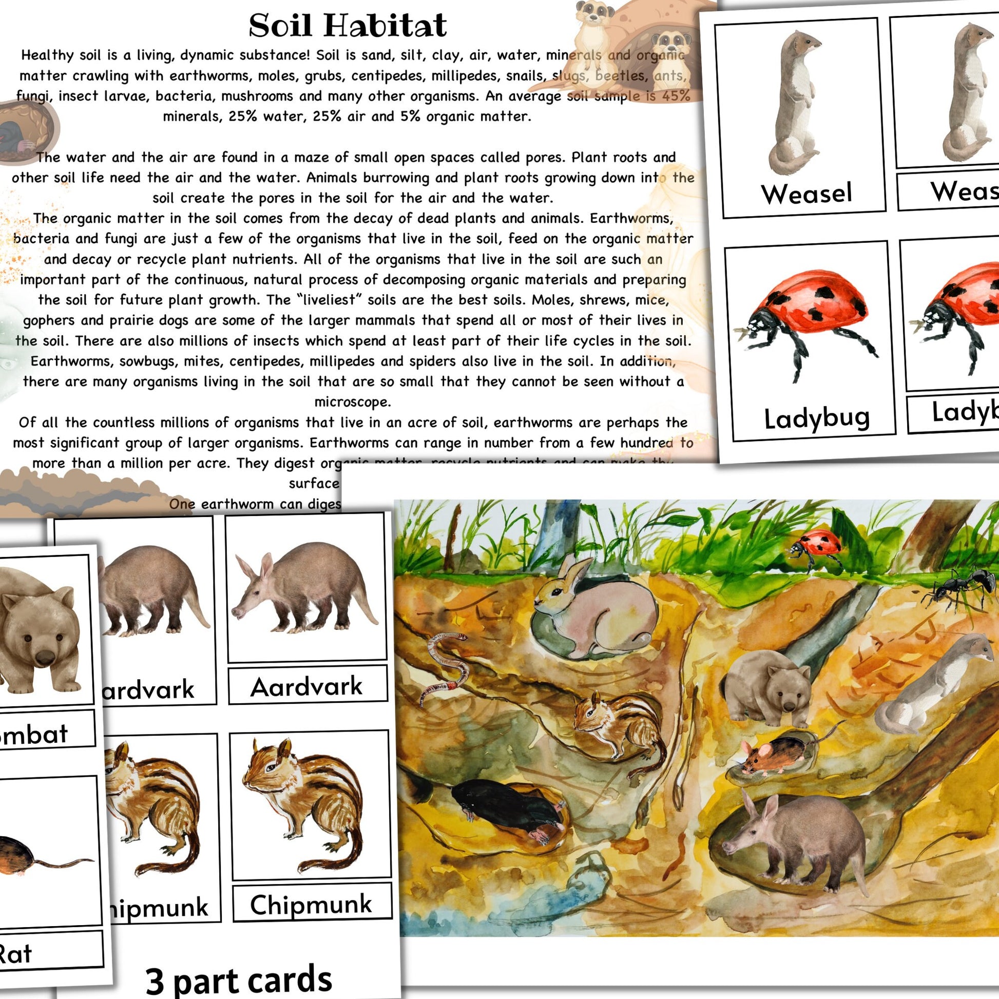 Garden unit study, Roots  anatomy, seed anatomy, soil layers, roots montessori 3 part cards, types of soil,germination activity, spring unit