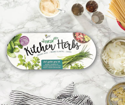 Organic Windowsill Grow Kit | Kitchen Herbs: Basil, Cilantro, and Chives Starter Kit for Kids & Adults | Guaranteed to Grow | Best Indoor-Outdoor Gardening Gift