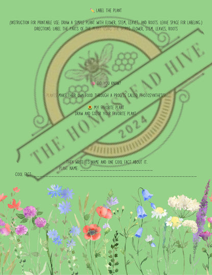 Printable Botany Worksheet for Kids | Plant Parts Activity for Elementary Homeschool Science | PDF Nature Study Page