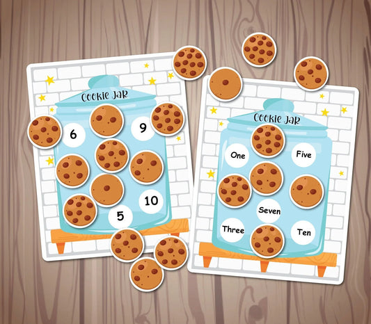 Cookie Jar Counting Activity, Matching Numbers 1-10 Count, Homeschool Learning, Pre-k Learning, Educational Resource.