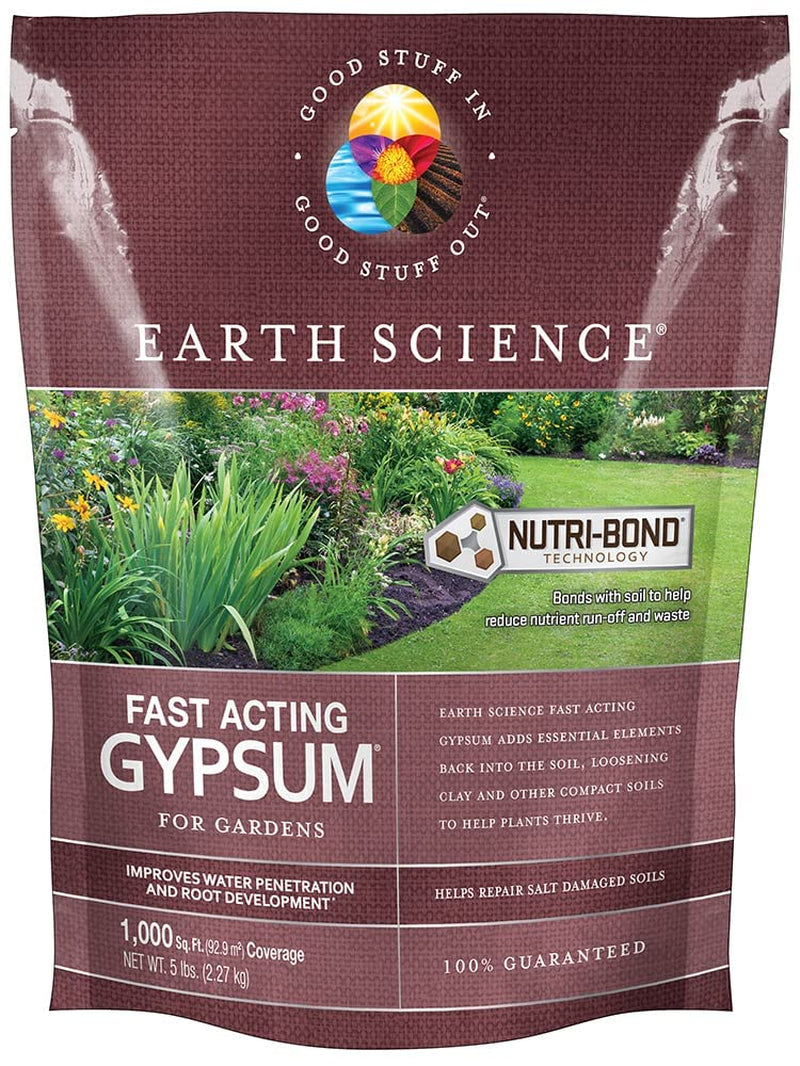 Fast Acting Gypsum—5 lb— Soil Conditioner Adds Calcium, Repairs Salt Damage & Root Growth with Nutri-Bond Runoff Reduction Technology