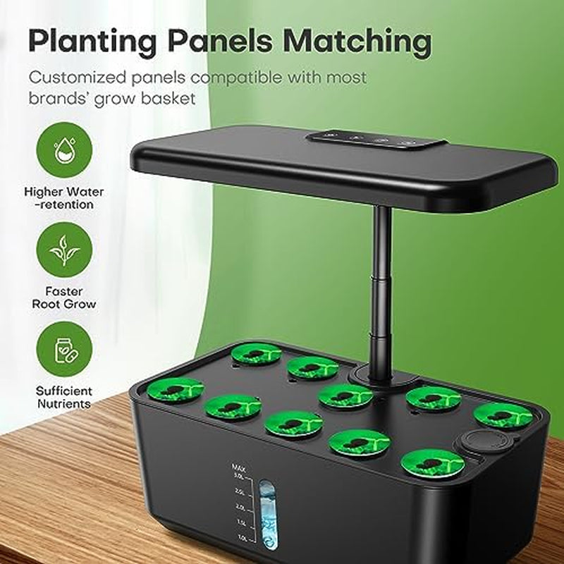 Indoor Garden Hydroponics Growing System: 10 Pods Plant Germination Kit Aeroponic Herb Vegetable Growth Lamp Countertop with LED Grow Light - Hydrophonic Planter Grower Harvest Lettuce