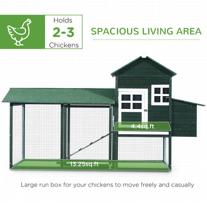 PawHut 84'' Chicken Coop Deluxe Wooden House Hen Backyard Poultry Hutch Run Box