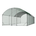 Uimoso Large Metal Walk-in Chicken Coop with Dome Roof, 9x25x6.6 ft Poultry Run