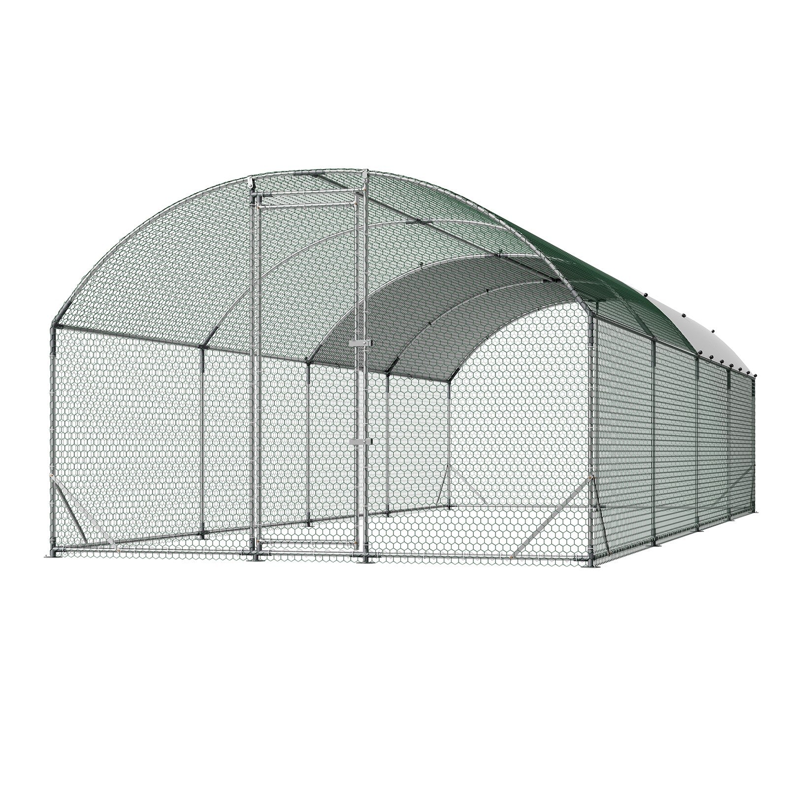 Uimoso Large Metal Walk-in Chicken Coop with Dome Roof, 9x25x6.6 ft Poultry Run