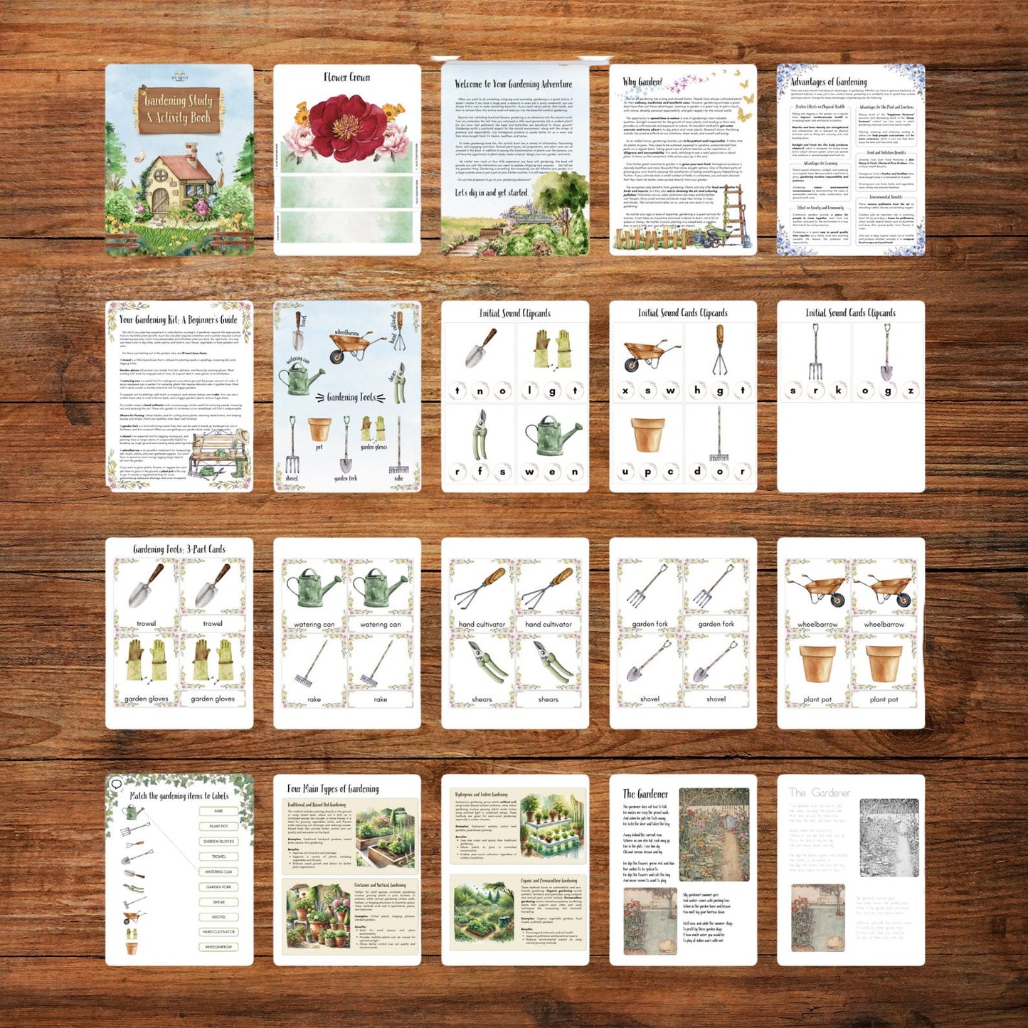 Gardening Activity Book Printable for Kids Garden Study Nature Unit Early Learning 115 Pages Science Literacy Math