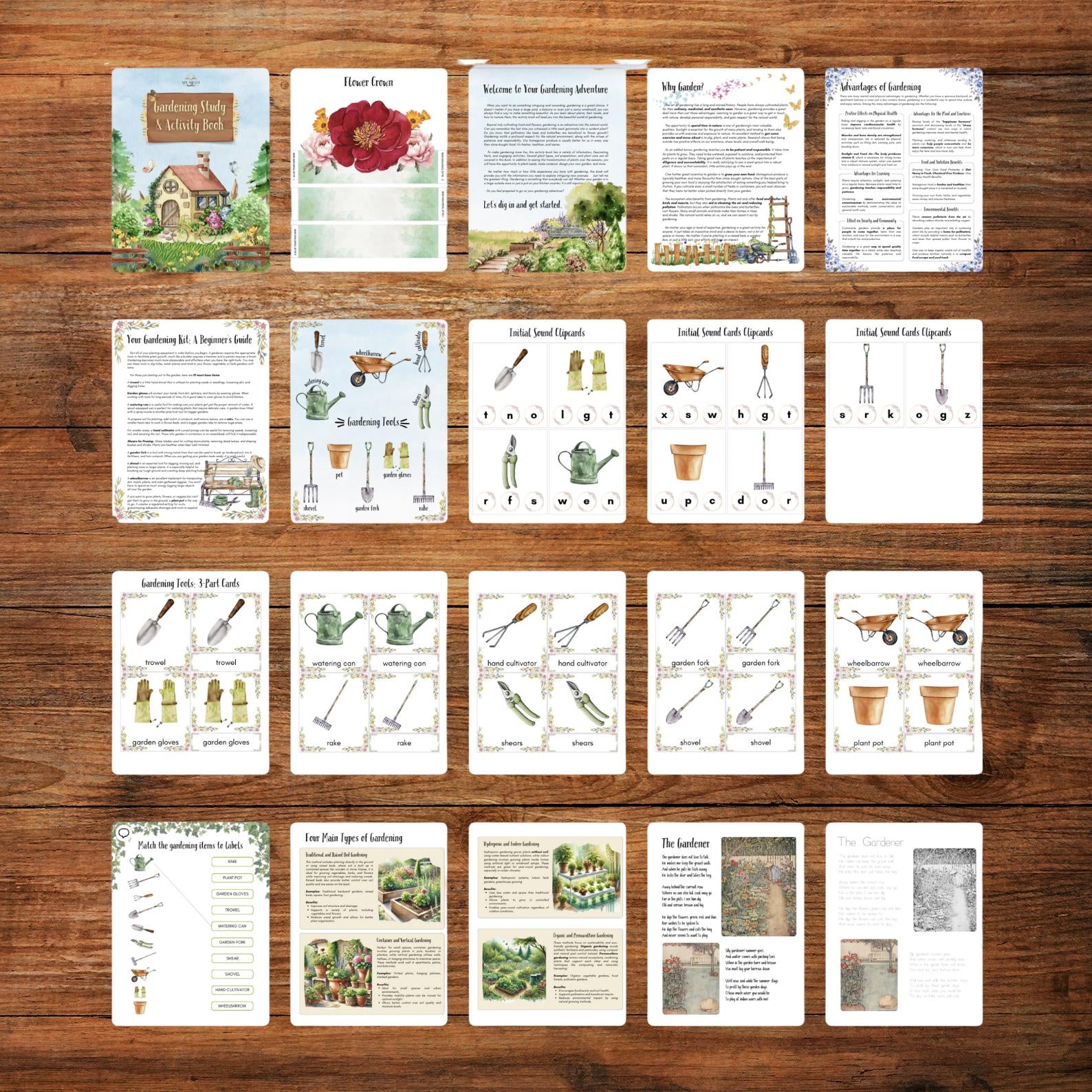 Gardening Activity Book Printable for Kids Garden Study Nature Unit Early Learning 115 Pages Science Literacy Math