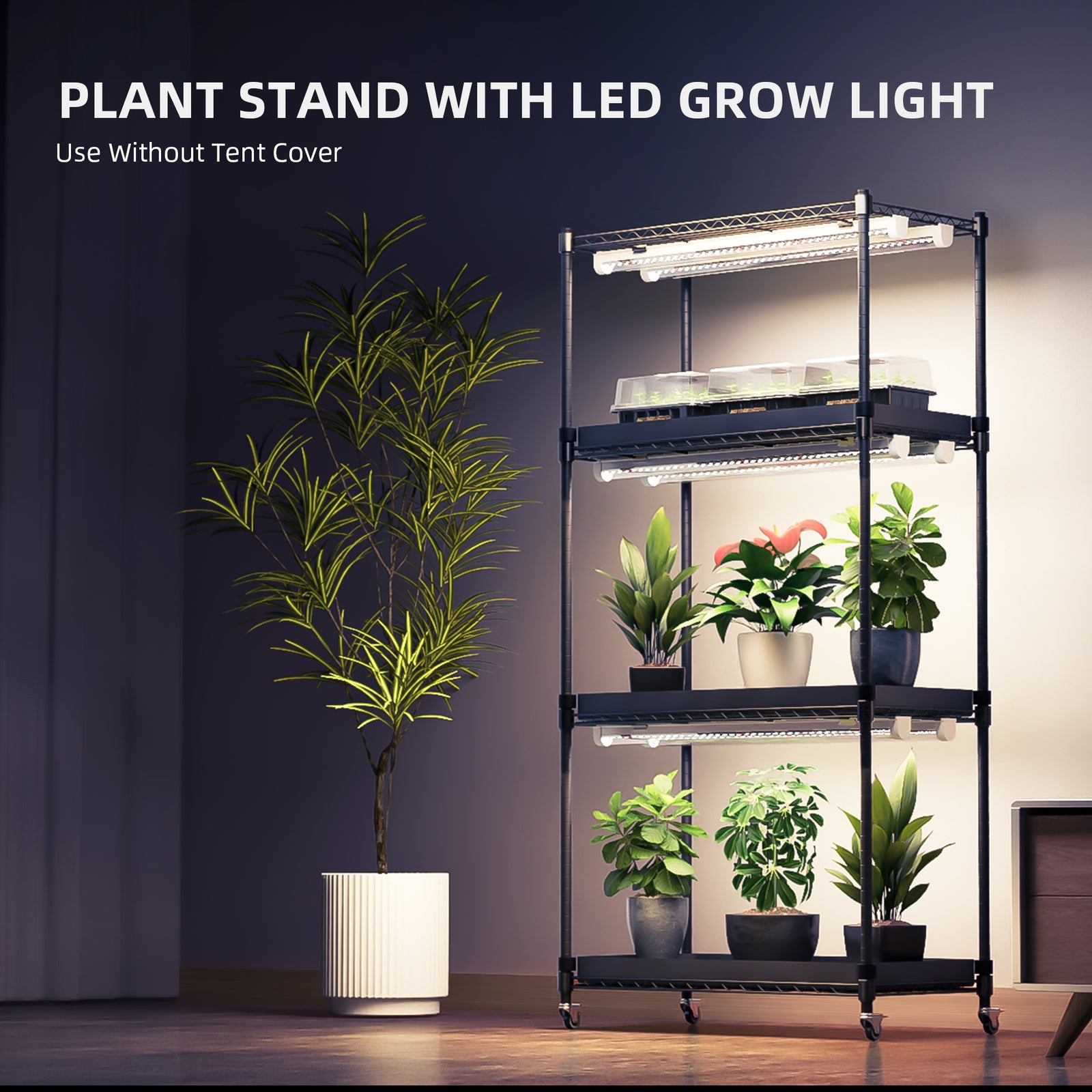 Spider Farmer 6PCS 18W LED Grow Light Bars + Plant Stand + 28x14x59in Grow Tent