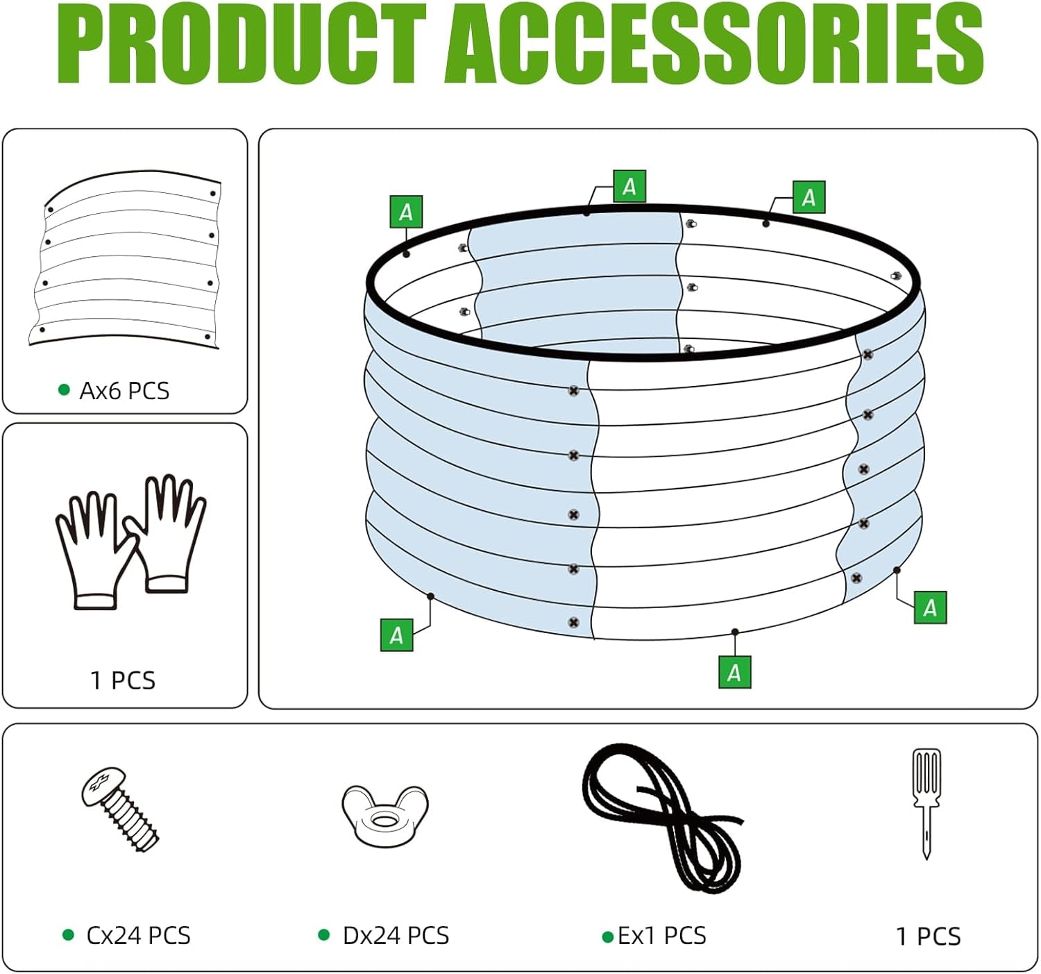 3 Pcs 2x2x1ft Round Galvanized Raised Garden Bed Kit Outdoor, Metal Planter Box for Planting Plants Vegetables, White