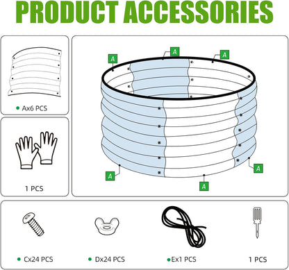 3 Pcs 2x2x1ft Round Galvanized Raised Garden Bed Kit Outdoor, Metal Planter Box for Planting Plants Vegetables, White