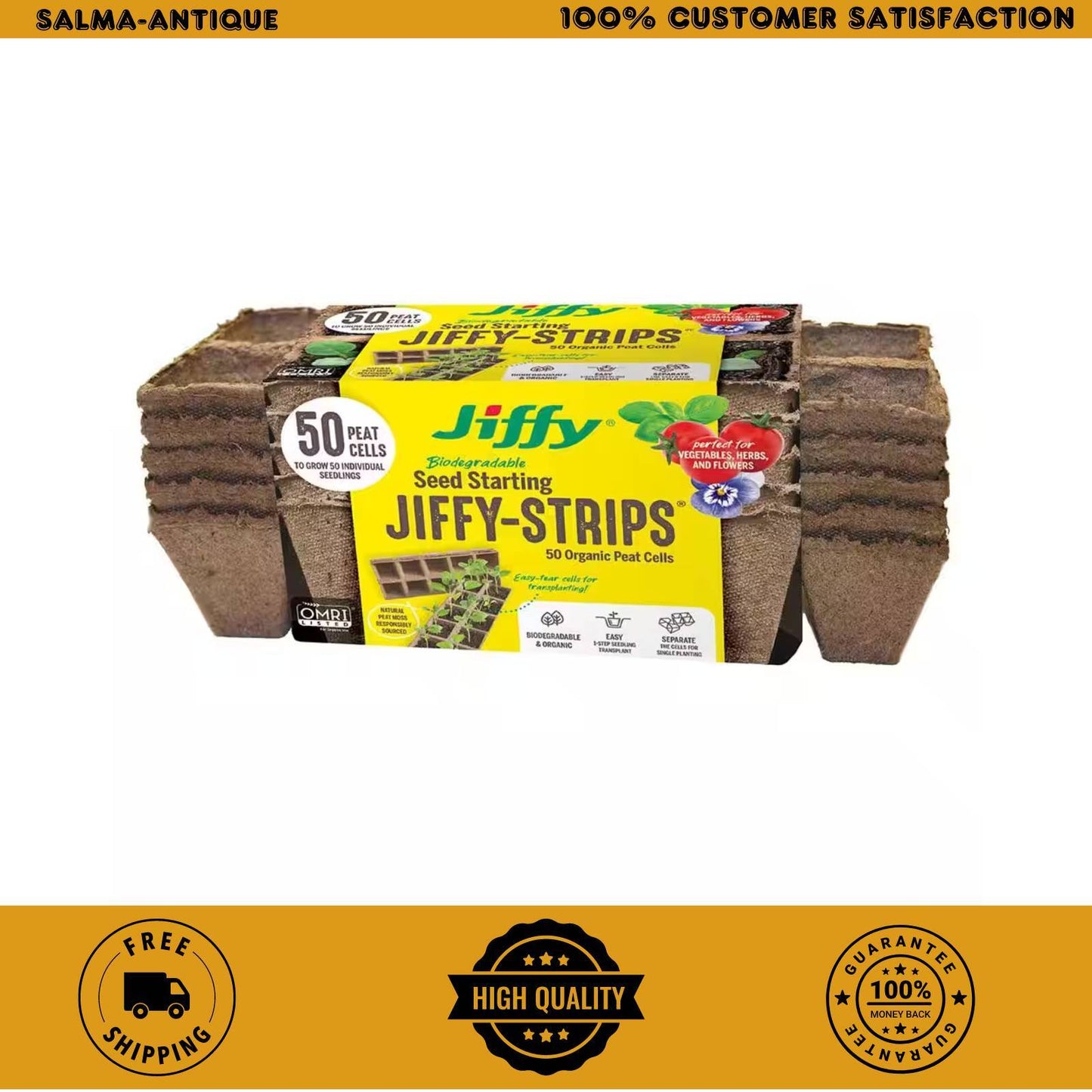 Peat Strips Seed Starter Kit , 50 Pots , Jiffy