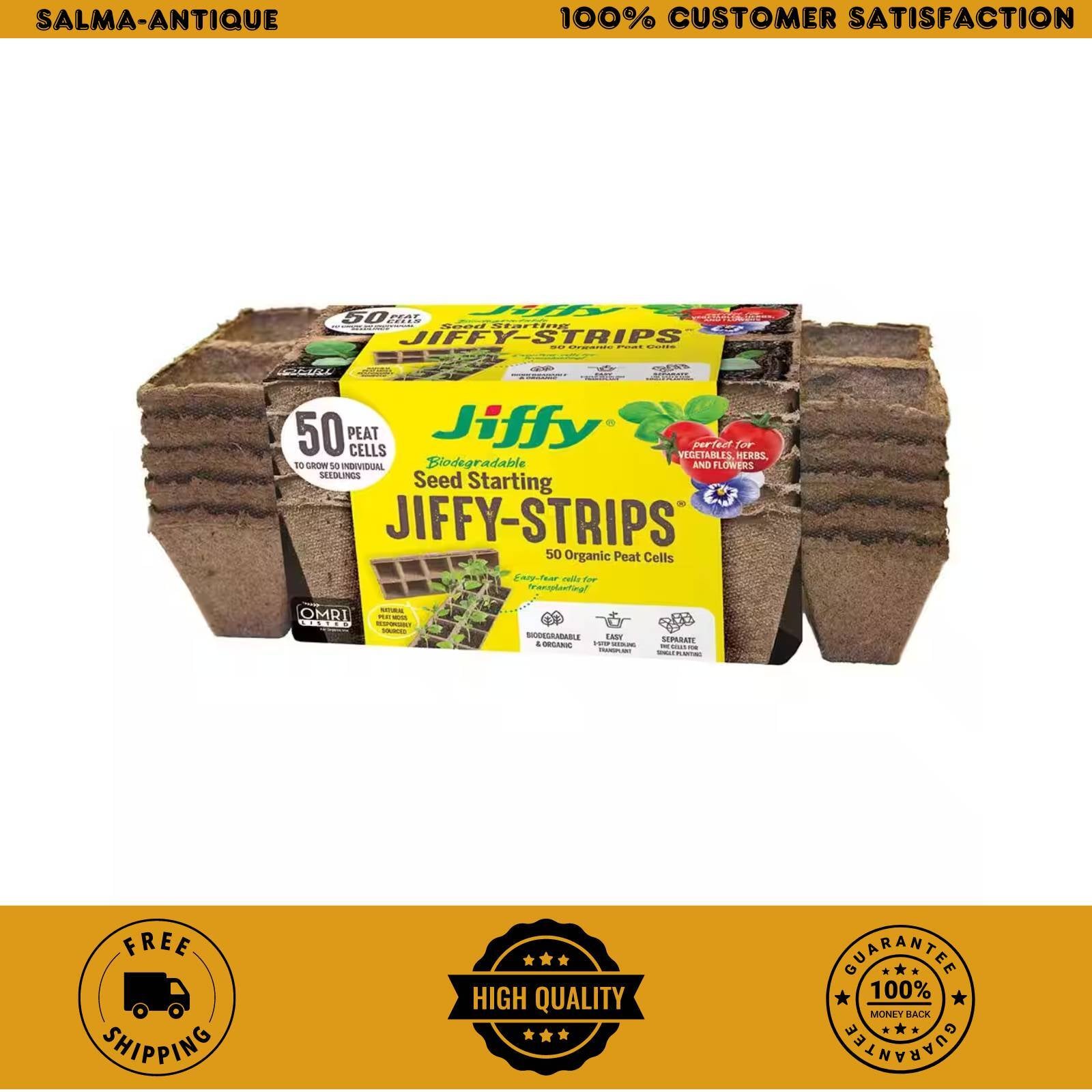 Peat Strips Seed Starter Kit , 50 Pots , Jiffy