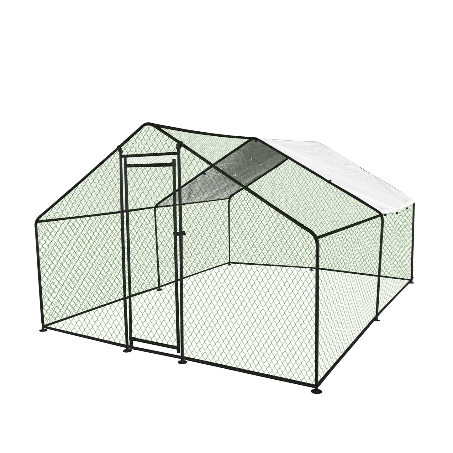 Large Metal Chicken Coop Walk-In Chicken Run 13x10x6.6 ft Peaked Roof Farm Yard