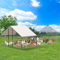 Metal Chicken Coop 6.5/13/20 FT Large Walk-in Hen Cage House with Cover Roof NEW
