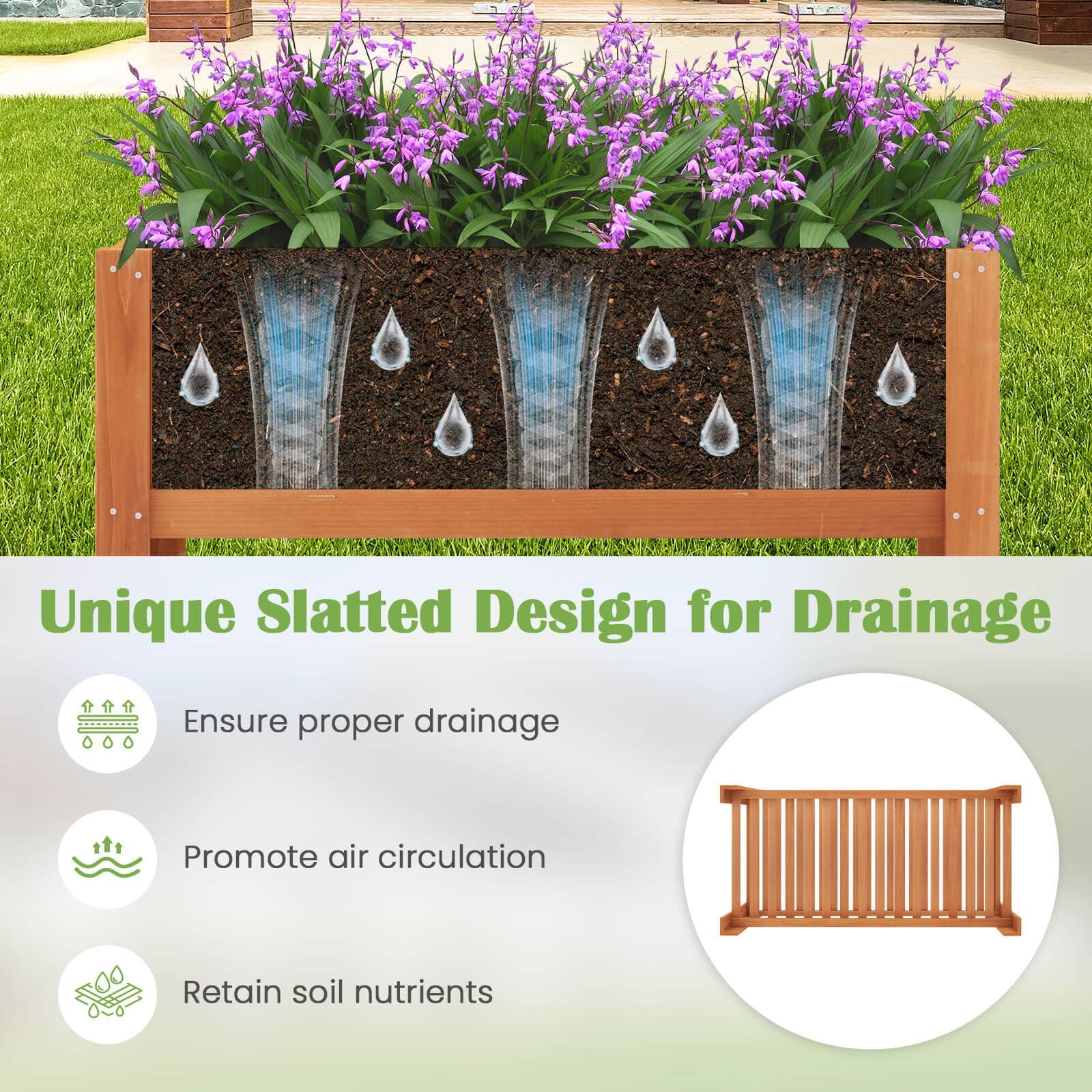 Raised Garden Bed Elevated Planter Box Shelf Standing Garden Herb Garden Wood