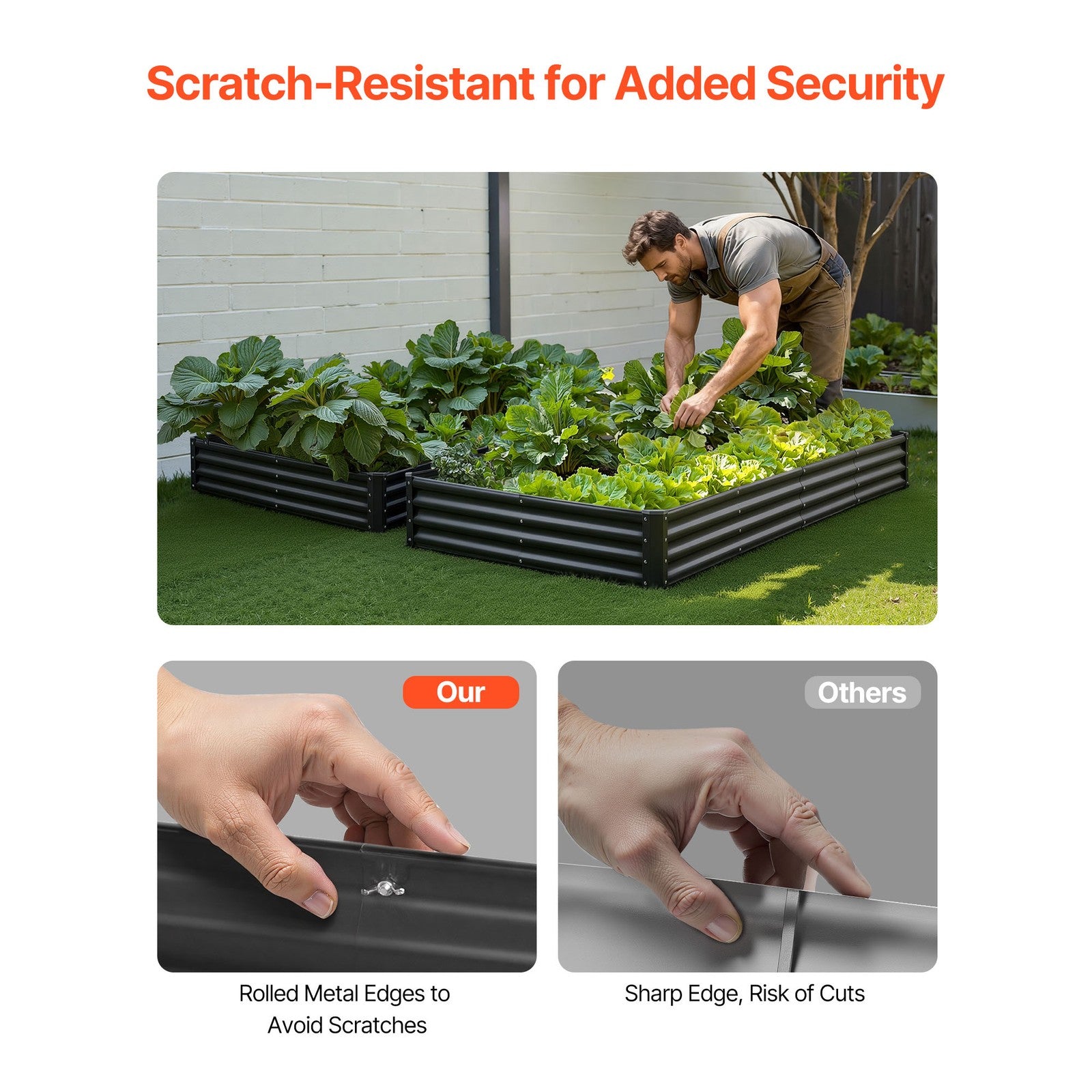 Uimoso Metal Raised Garden Bed Galvanized Planter Box 6x3x2 ft Gray for Outdoors