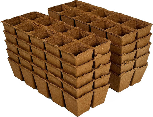 2" Naked Pots Seedling Trays | Natural Plantable Seed Starter Trays | OMRI-Listed Biodegradable | Earth Friendly Contains No Peat | 100 Cell 2 Inch Tray (100, 2 Inch Tray)