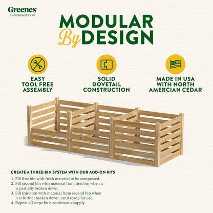 Cedar Wood Composter, 23.25 Cu ft / 173.92 gallons - Made in USA with North American Cedar