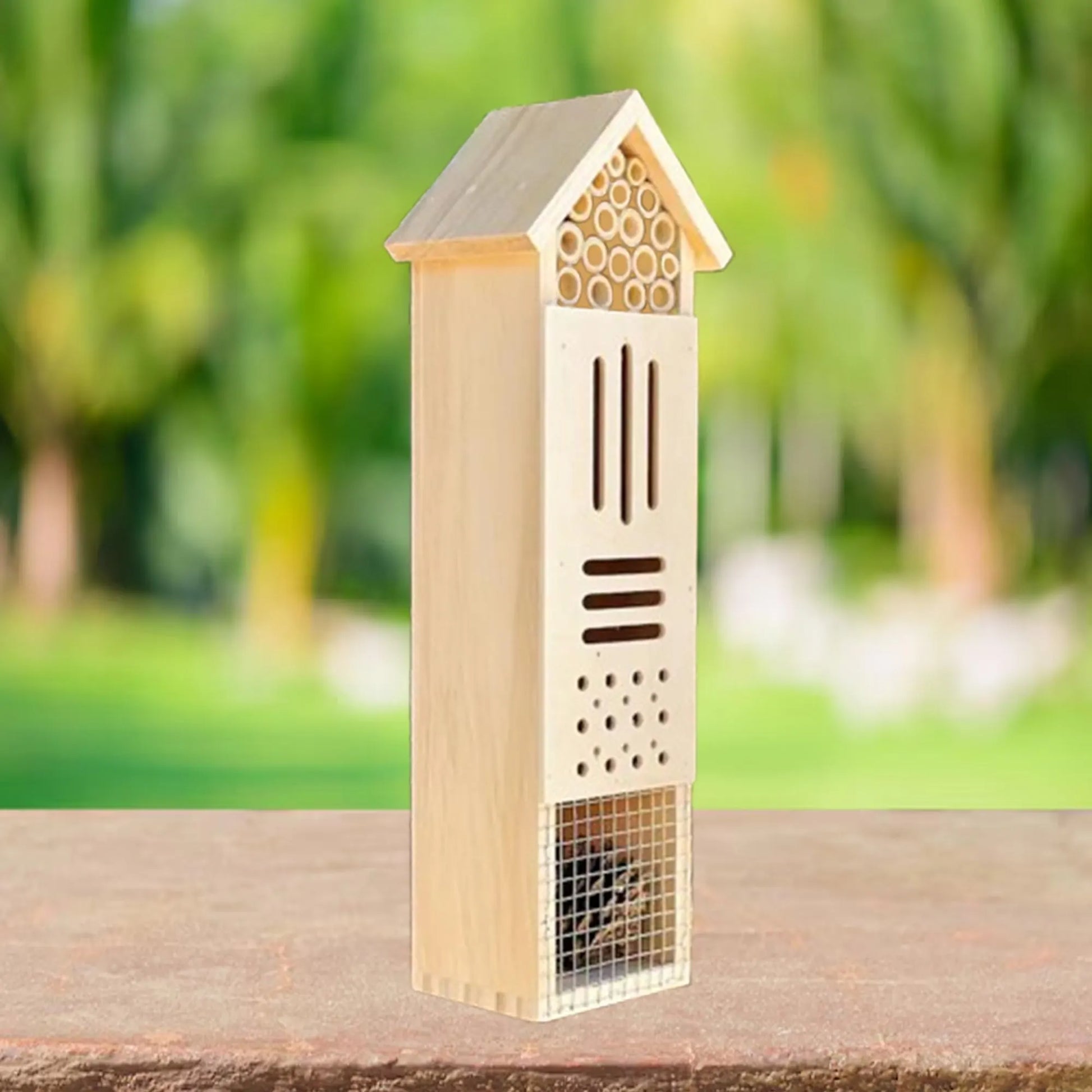 Best-Seller Wooden Insect Hotel for Bees, Butterflies, & Ladybugs, Hangable or Stakable Garden Beehive Gift