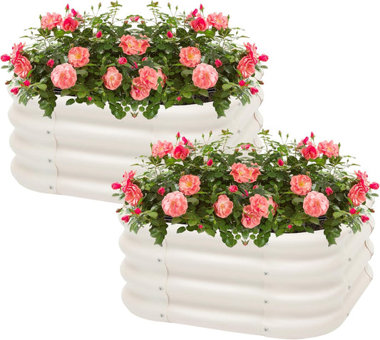 2-Pack 2x1ft Galvanized Raised Garden Bed, Outdoor Planter Bed, Metal Planter Box for Gardening and Planting