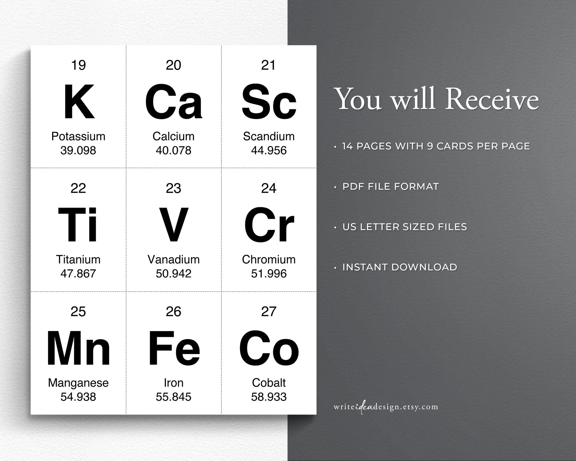 Printable Periodic Table of Elements Flash Cards. Chemistry Flash Cards. Elements Flash Cards.