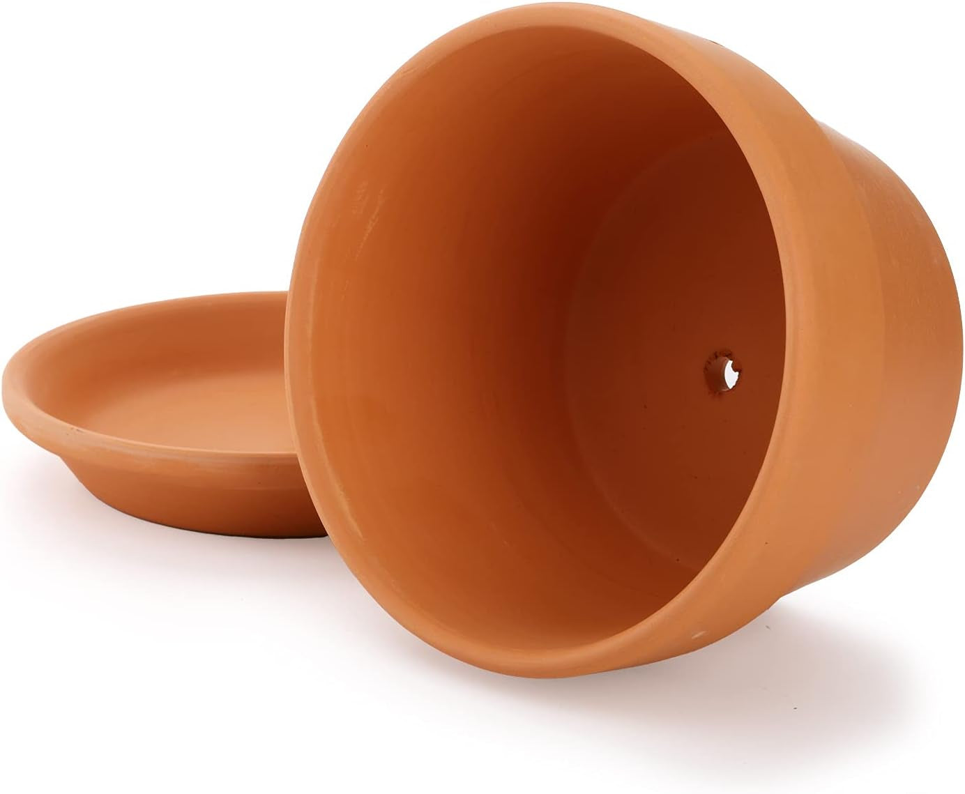 4 Pack Terracotta Pots with Saucer, 6 Inch Large Terra Cotta Plant Pot with Drainage Hole, Clay Flower Planter Pot with Tray for Indoor Outdoor Plant