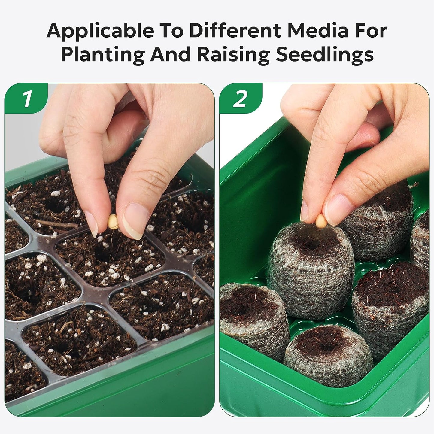 10 Packs Seed Starter Tray Seed Starter Kit with Humidity Dome (120 Cells Total Tray) Seed Starting Trays Plant Starter Kit and Base Mini Greenhouse Germination Kit for Seeds Growing Starting