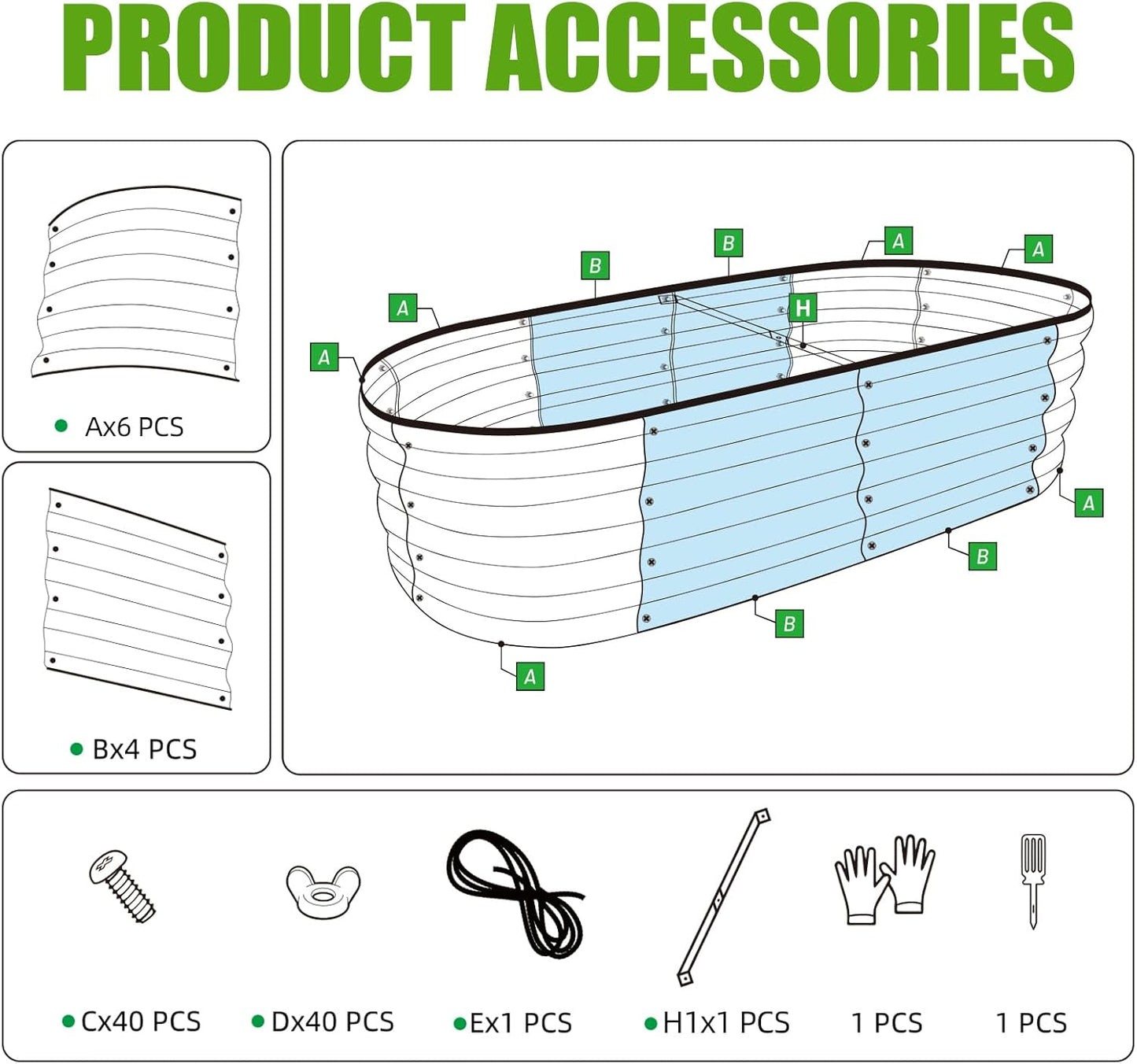 Galvanized Raised Garden Bed Outdoor, 2 Pcs 4x2x1ft Oval Metal Planter Box for Planting Plants Vegetables, Brown
