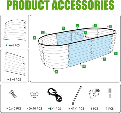 Galvanized Raised Garden Bed Outdoor, 2 Pcs 4x2x1ft Oval Metal Planter Box for Planting Plants Vegetables, Brown
