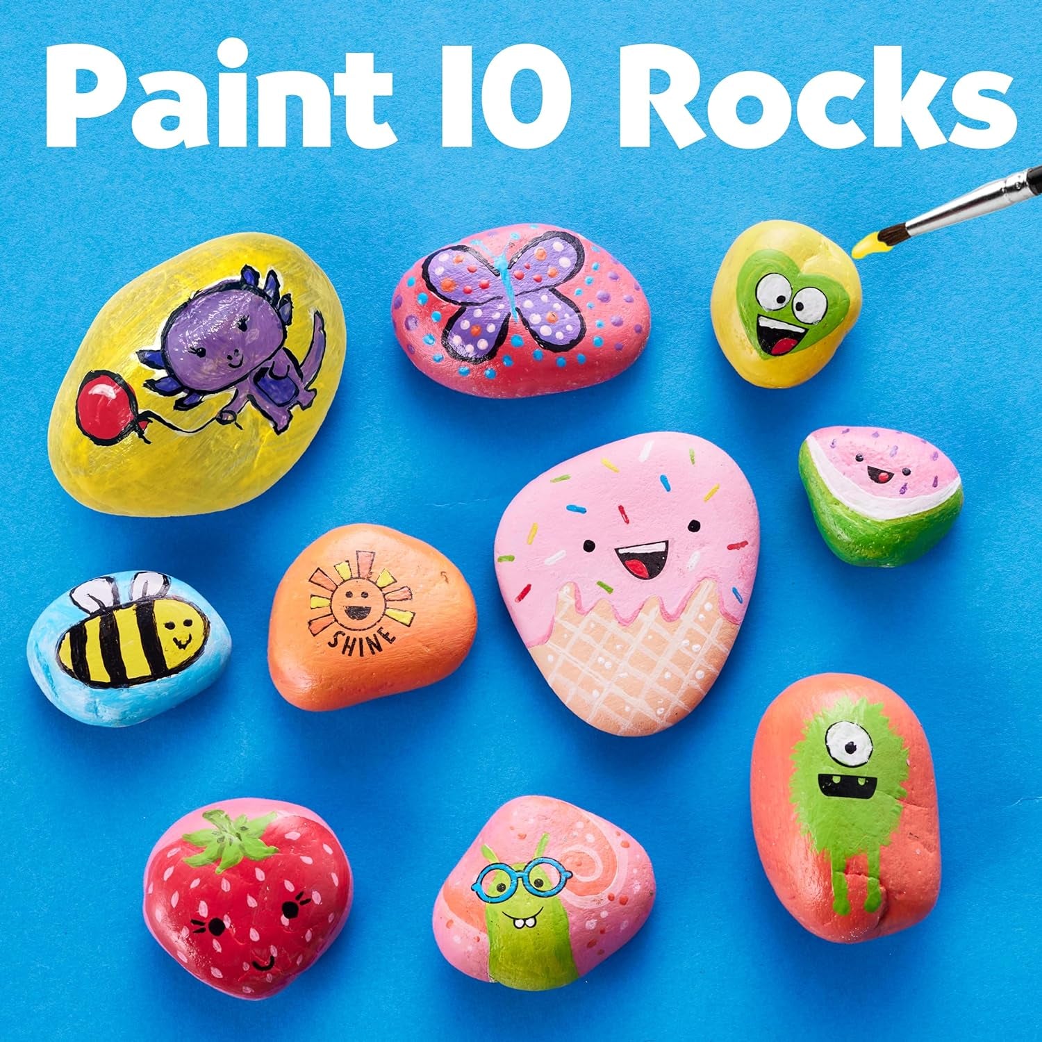 Hide and Seek Rock Painting Kit - Arts and Crafts for Kids Ages 6-8+, Gifts for Kids, Craft Kit with 10 Rocks and Waterproof Paint, Small