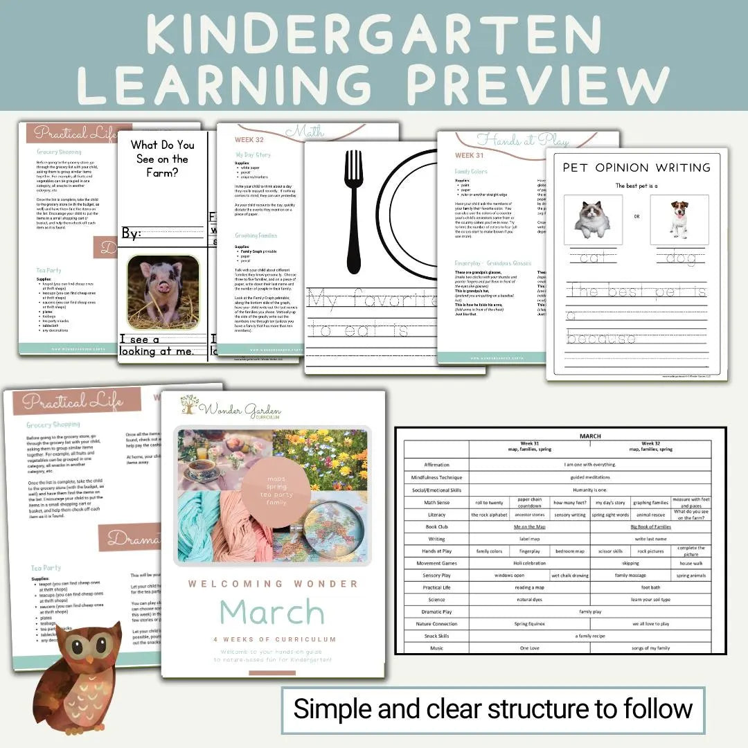 March Kindergarten Curriculum for Homeschoolers: Secular, Whole-child focus, Hands-on