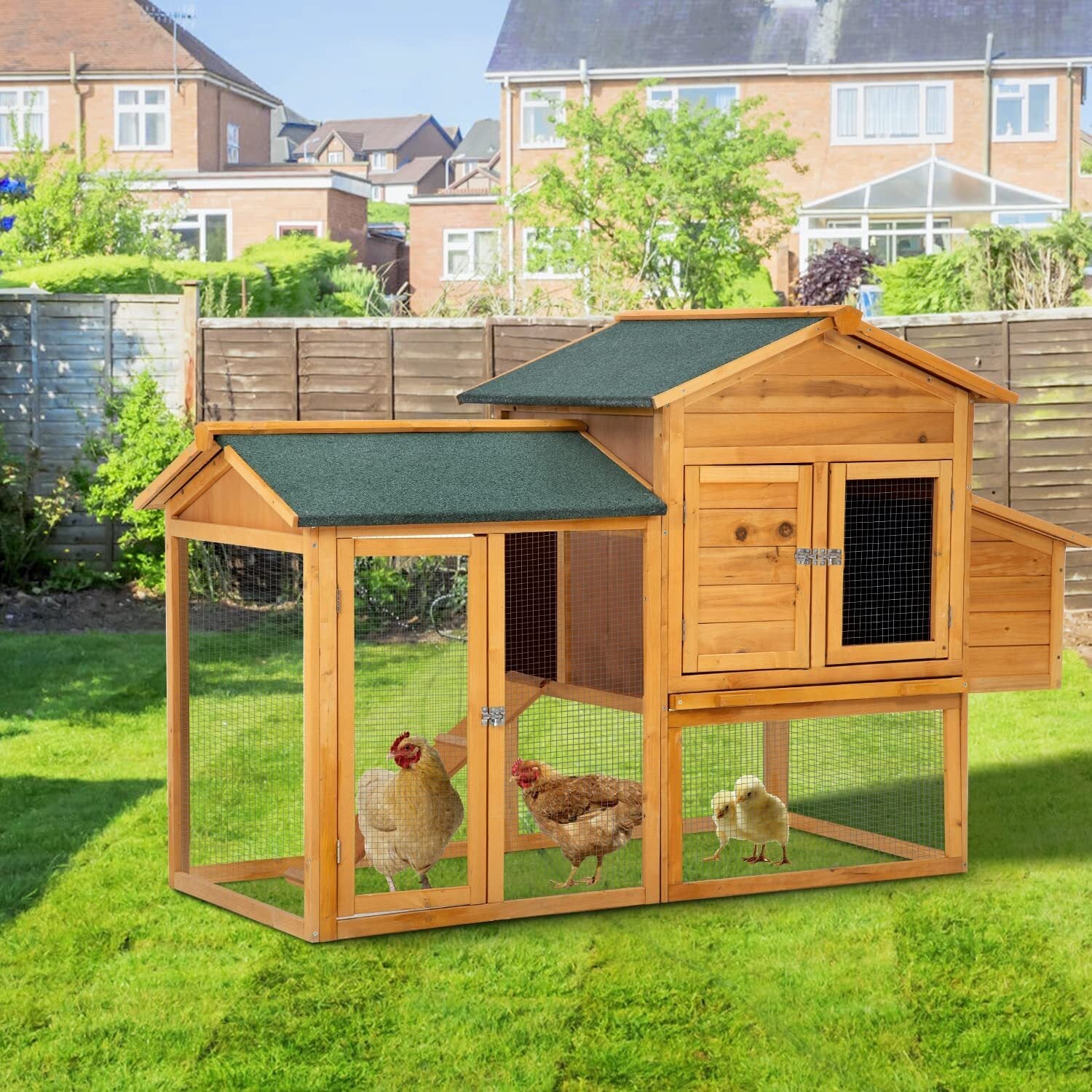 66 Inch Wood Chicken Coop Chicken House Indoor Outdoor Chicken Cage 2-4 Chickens