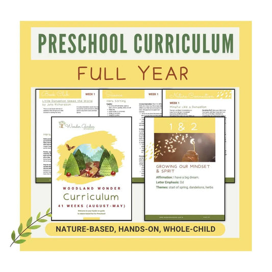 Nature-based Preschool Homeschool Curriculum: Secular, Whole-child focus, Hands-on