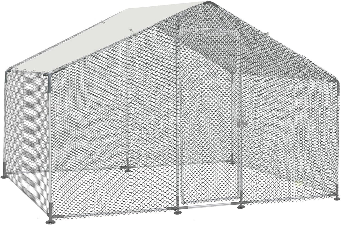 Large Metal Chicken Coop,Walk-in Hen House w/Cover,Poultr