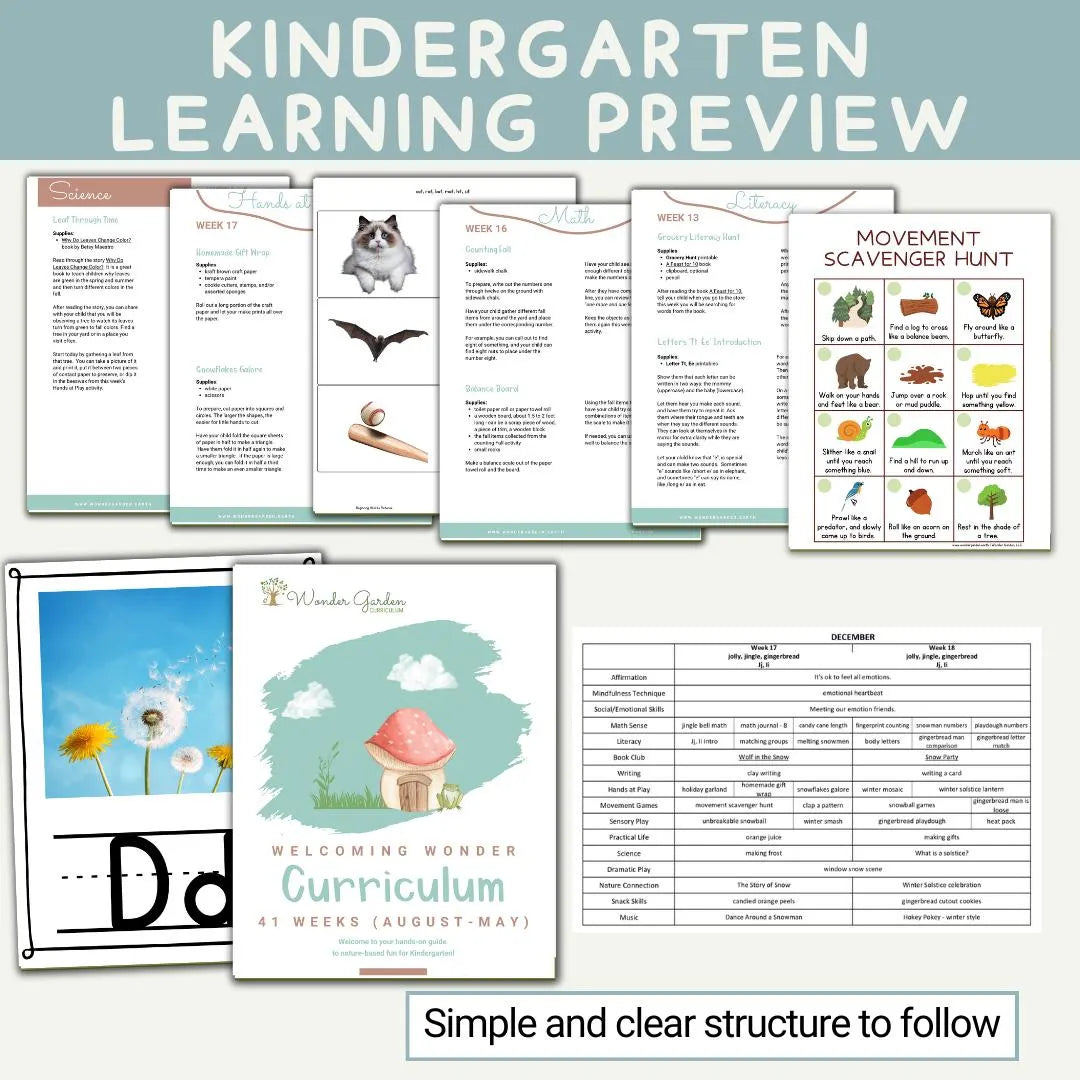 Nature-based Kindergarten Homeschool Curriculum: Secular, Whole-child focus, Hands-on