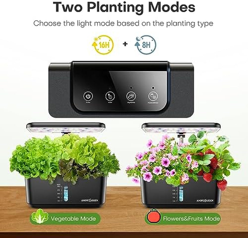 Indoor Garden Hydroponics Growing System: 10 Pods Plant Germination Kit Aeroponic Herb Vegetable Growth Lamp Countertop with LED Grow Light - Hydrophonic Planter Grower Harvest Lettuce