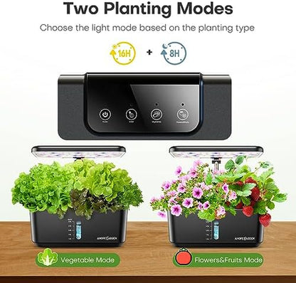 Indoor Garden Hydroponics Growing System: 10 Pods Plant Germination Kit Aeroponic Herb Vegetable Growth Lamp Countertop with LED Grow Light - Hydrophonic Planter Grower Harvest Lettuce