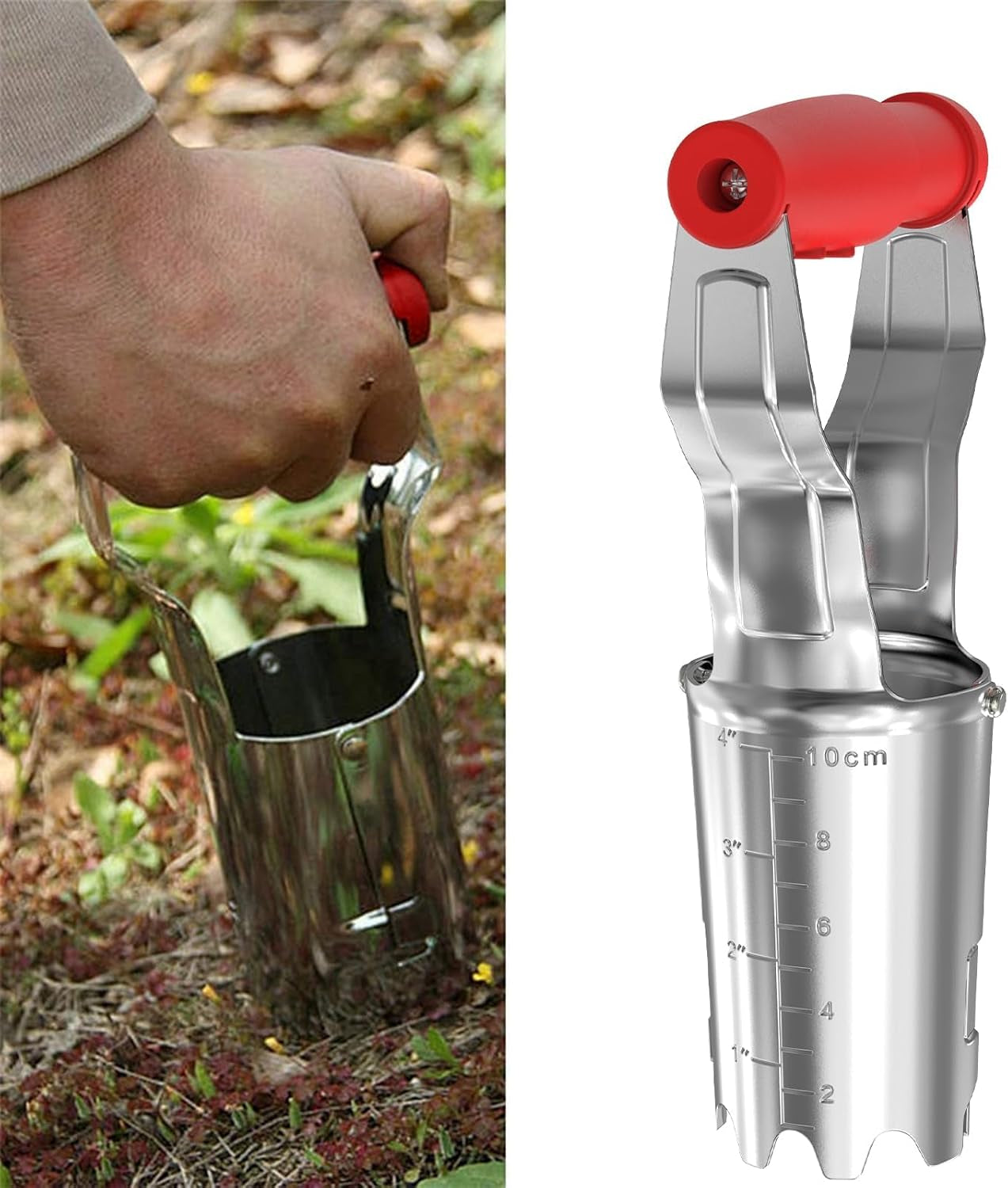 Bulb Planter with Depth Markers - Automatic Soil Releasing Seed Bulb Transplanter for Planting/Digging Tulips, Daffodils, Dahlias and More