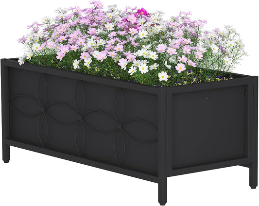 Sturdy Raised Garden Bed with Inner Fabric Liners for Vegetables Flower, Planter Box for Backyard Patio Balcony. Inner Size: 33.85x14.17x11 inch