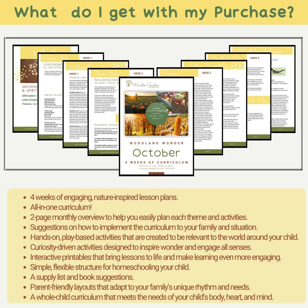October Preschool Curriculum for Homeschoolers: Secular, Whole-child focus, Hands-on
